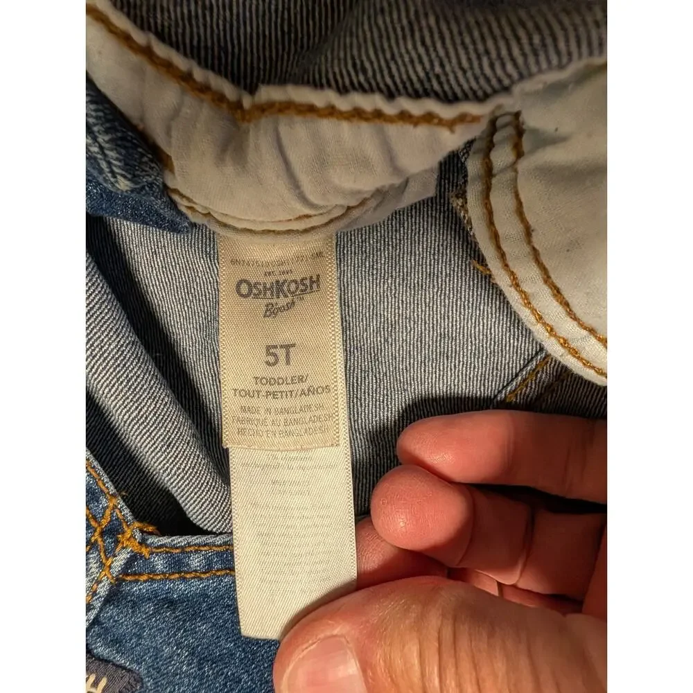 OshKosh B’gosh Vestbak Kids Blue Jeans Bib Overalls Denim Size 5T Toddler